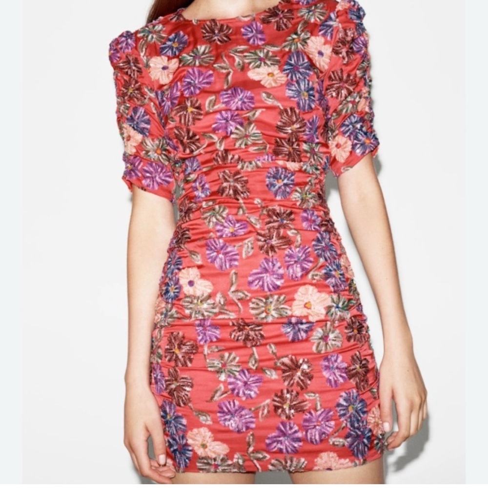 Maje Red and Purple Floral Mini Dress 3